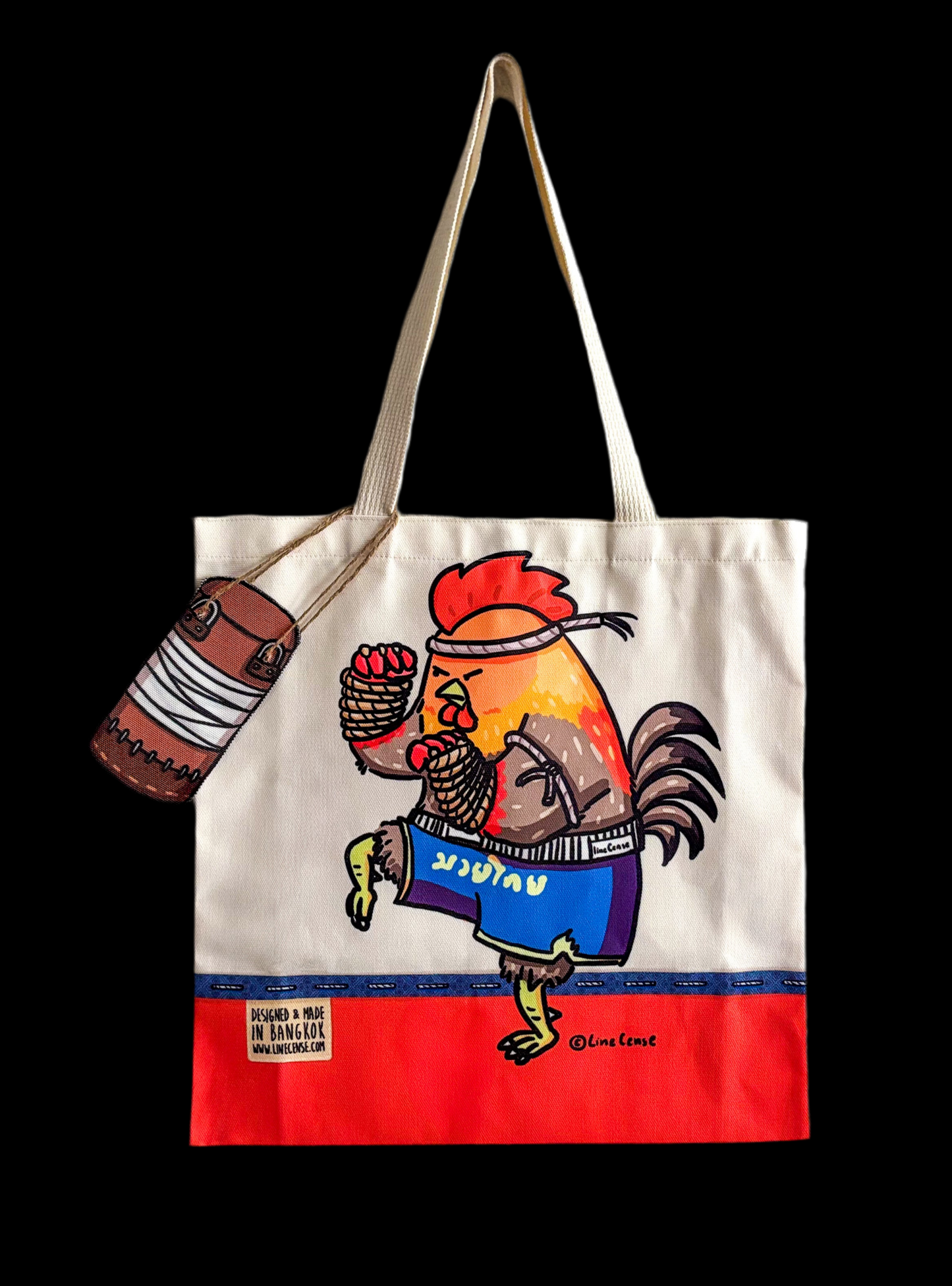 Tasche mit doppelseitigem Druck | Kickboxer-Hahn mit Kikeriki