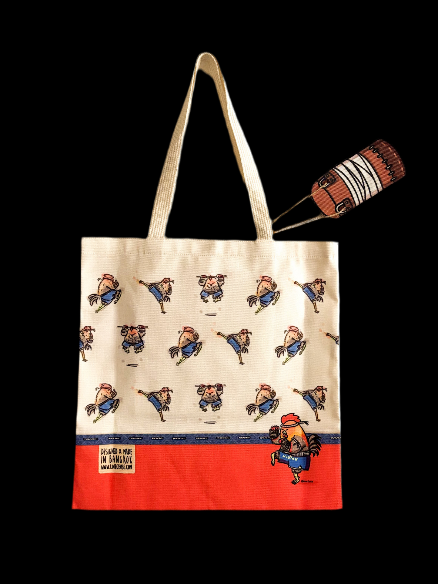 Tasche mit doppelseitigem Druck | Kickboxer-Hahn mit Kikeriki