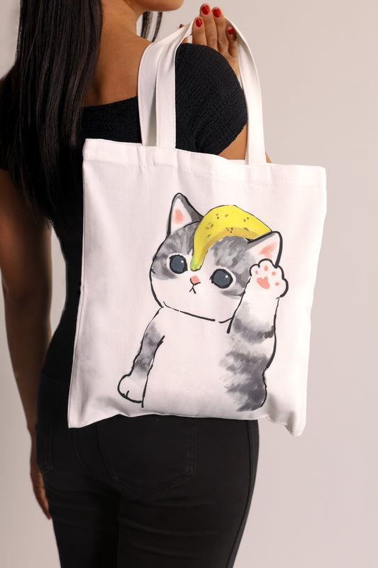 Stofftasche mit Katzenmotiv | Banana Cat Purrito